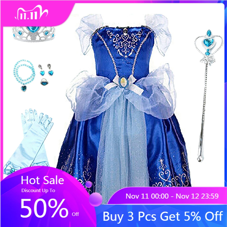 Kids Princess Dress Up Carnival Outfits Christmas Halloween Party Costumes Children Cosplay Cinderella Fancy Disguise and Wig
Kids Princess Dress Up Carnival Outfits Christmas Halloween Party Costumes Children Cosplay Cinderella Fancy Disguise and Wig