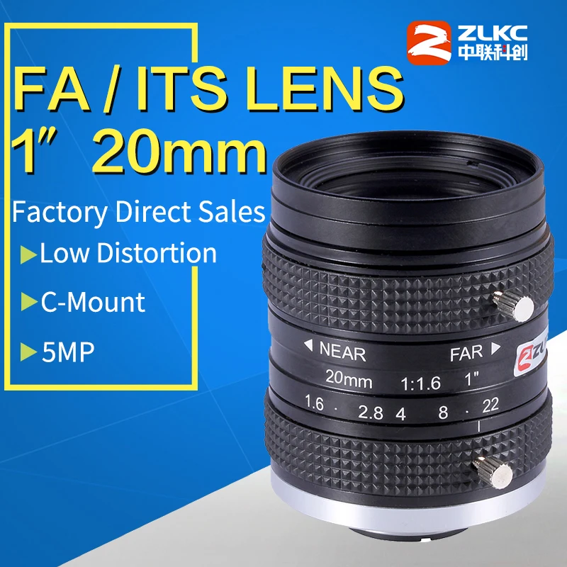 5 mega pixel 1-inch Low distortion Manual Iris 20mm for surveillance and machine vision
5 mega pixel 1-inch Low distortion Manual Iris 20mm for surveillance and machine vision