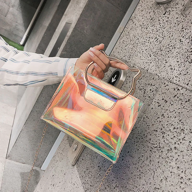 New Style WOMEN'S Bag Fashion Iron Handle Cat Ears Handbag Simple Laser Bag Shoulder Bag with Chain
New Style WOMEN'S Bag Fashion Iron Handle Cat Ears Handbag Simple Laser Bag Shoulder Bag with Chain