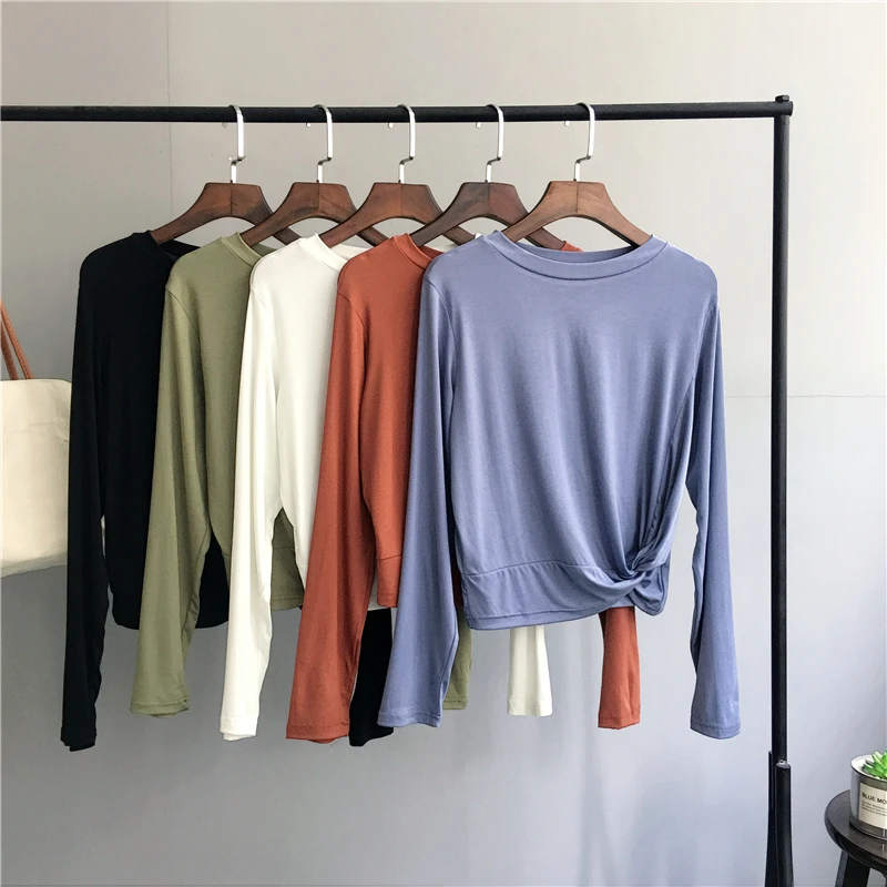 Long Sleeve Crop Tee Top Women 2019 Fall Solid Elastic Slim Basic T Shirt Woman Cross Fitting Cropped Tops
Long Sleeve Crop Tee Top Women 2019 Fall Solid Elastic Slim Basic T Shirt Woman Cross Fitting Cropped Tops
