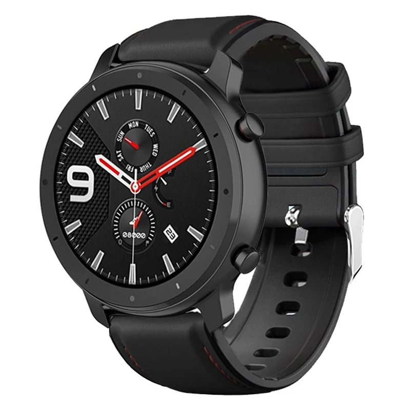 22 мм браслет для Amazfit GTR 47 ремешок xiaomi Huami Pace Stratos 2 Смарт часы кожаный + Силиконовый