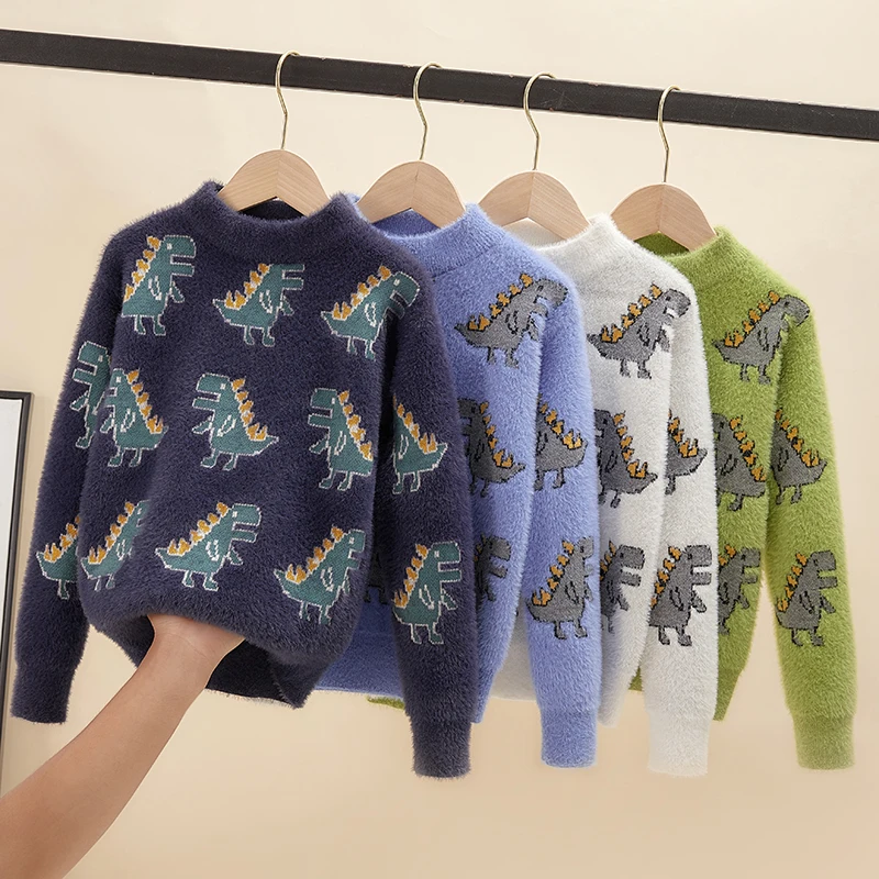 Boys and girls sweater Warm sweaters for boys and girls with dinosaur cartoon motifs for winter sweaters and knitted sweaters
Boys and girls sweater Warm sweaters for boys and girls with dinosaur cartoon motifs for winter sweaters and knitted sweaters