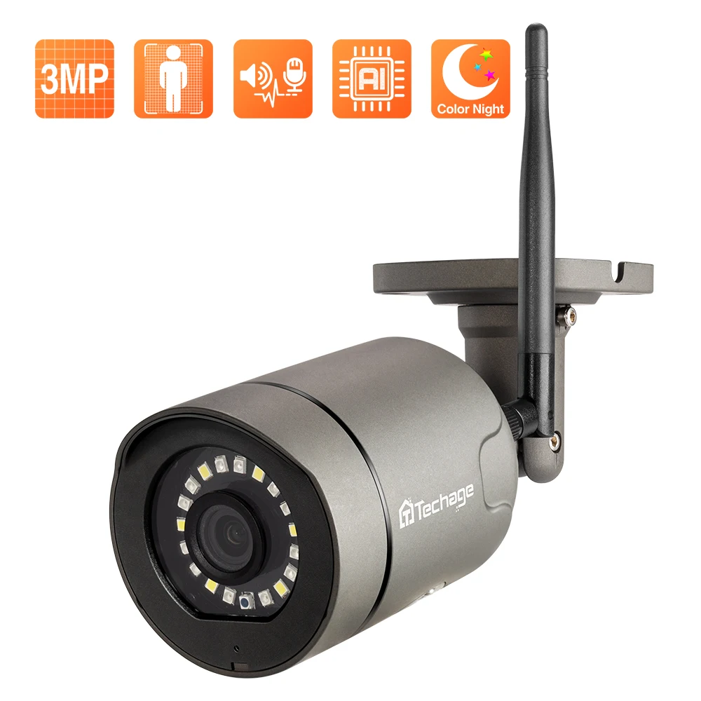 Techage 3MP HD Wireless IP Camera Smart AI Human Detection Outdoor Waterproof WiFi Camera P2P Video Surveillance Security Camera
Techage 3MP HD Wireless IP Camera Smart AI Human Detection Outdoor Waterproof WiFi Camera P2P Video Surveillance Security Camera