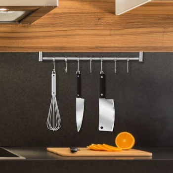 Multi-purpose 304 Stainless Steel Wall-mounted Hook Rack Hanger Storage Organizer for Kitchen Bathroom with 7pcs Moveable Hooks
Multi-purpose 304 Stainless Steel Wall-mounted Hook Rack Hanger Storage Organizer for Kitchen Bathroom with 7pcs Moveable Hooks