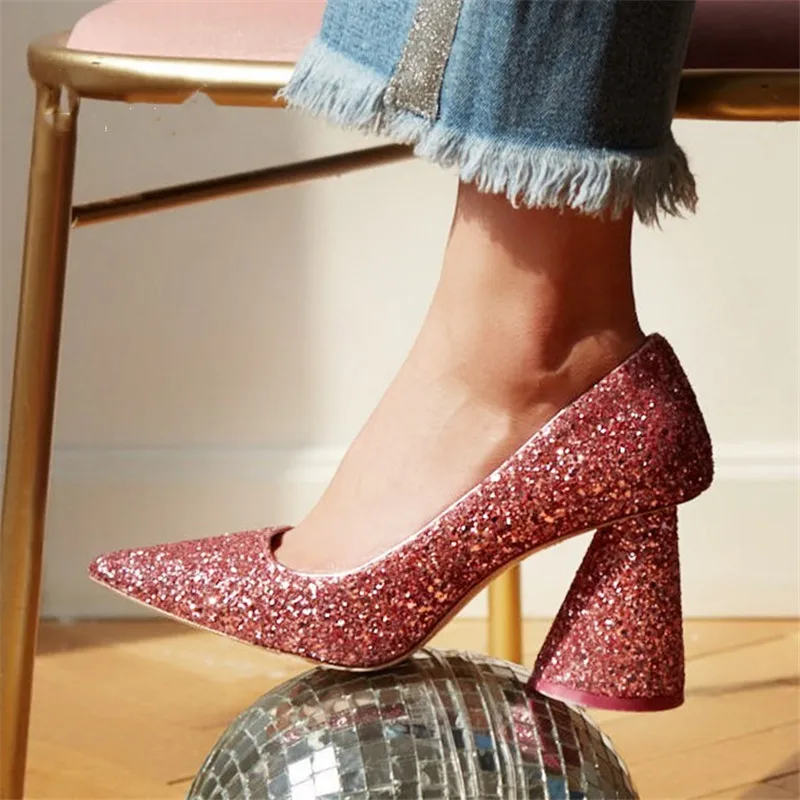 

Fashion Rhinestones Woman Pumps Stilettos High Heels Point Toes Womens Elegant Party Golden Sliver Wedding Shoes Zapatos Mujer