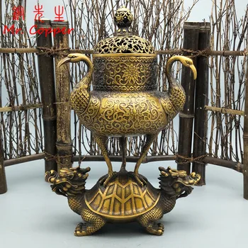 Antique Bronze Double Dragon Head Turtle Three Cranes Statue Home Decoration Pure Copper Chinese Feng Shui Animal Incense Burner
Antique Bronze Double Dragon Head Turtle Three Cranes Statue Home Decoration Pure Copper Chinese Feng Shui Animal Incense Burner