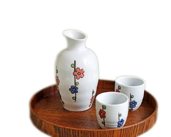 Japanese style creativity ceramic one pot two cups small wine pot wine cup set household wineware gift box 
Japanese style creativity ceramic one pot two cups small wine pot wine cup set household wineware gift box