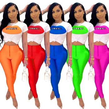 2020 New Women 2 Pieces Letter Tracksuits Outfits Short Sleeve Top and Skinny Bodycon Pants Set
2020 New Women 2 Pieces Letter Tracksuits Outfits Short Sleeve Top and Skinny Bodycon Pants Set