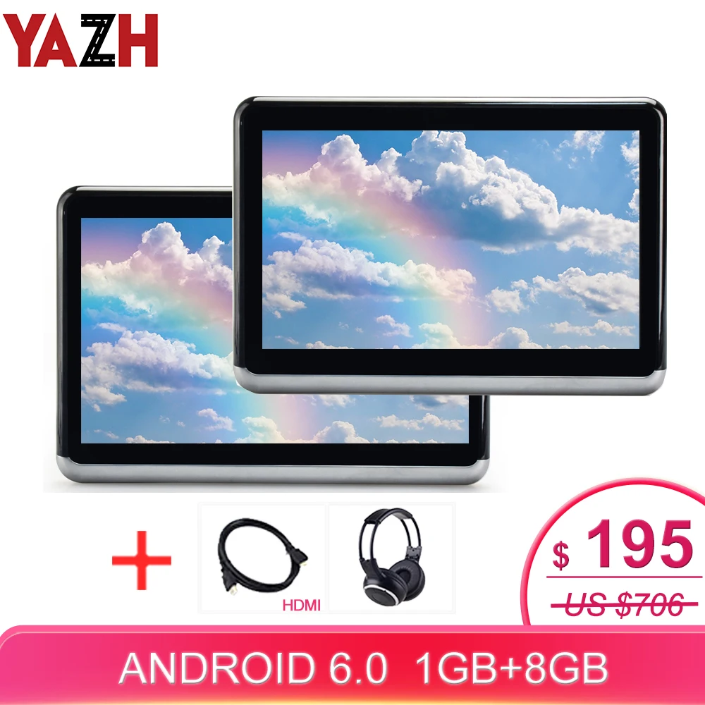 YAZH Android 6.0 Car Headrest Monitor With 10.1 IPS Display 1366*768 1080 HD Video WIFI Bluetooth Nirror Link HDMI Output
YAZH Android 6.0 Car Headrest Monitor With 10.1 IPS Display 1366*768 1080 HD Video WIFI Bluetooth Nirror Link HDMI Output