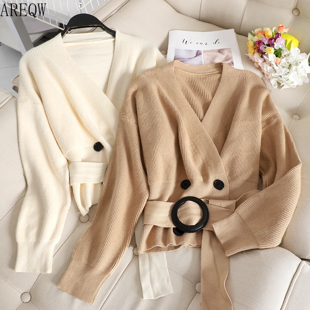 Autumn Women's Clothes New Korean of Long-sleeved Cardigan Waist-tied Sweater V-collar Sweater B942
Autumn Women's Clothes New Korean of Long-sleeved Cardigan Waist-tied Sweater V-collar Sweater B942