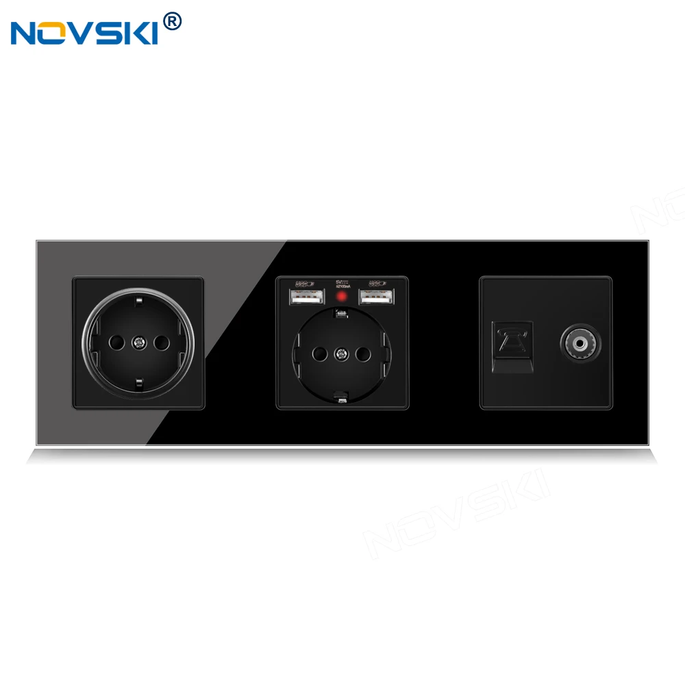 258 EU Standard DIY Socket Triple Frame, German 3 Outlets, 2.1A Dual USB Charging Port, Data Socket German Bayer Base, Black
258 EU Standard DIY Socket Triple Frame, German 3 Outlets, 2.1A Dual USB Charging Port, Data Socket German Bayer Base, Black