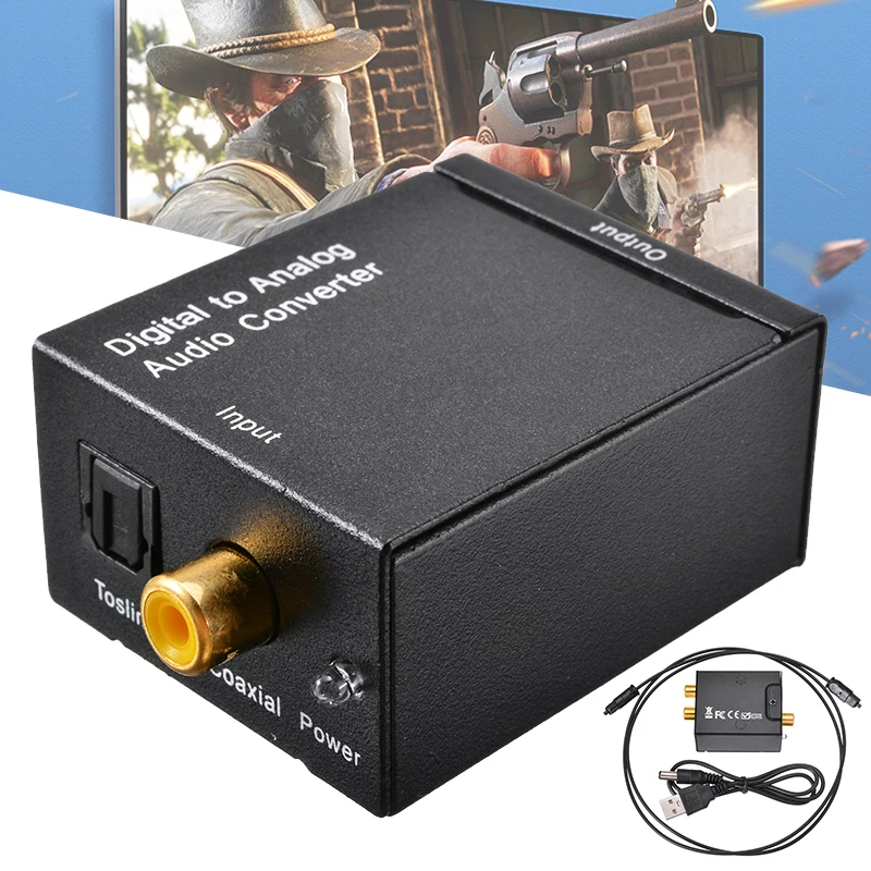 Optical Digital Stereo Audio Adapter SPDIF Toslink Coaxial Signal To Analog Converter DAC Jack 2*RCA Amplifier Decoder for Home |