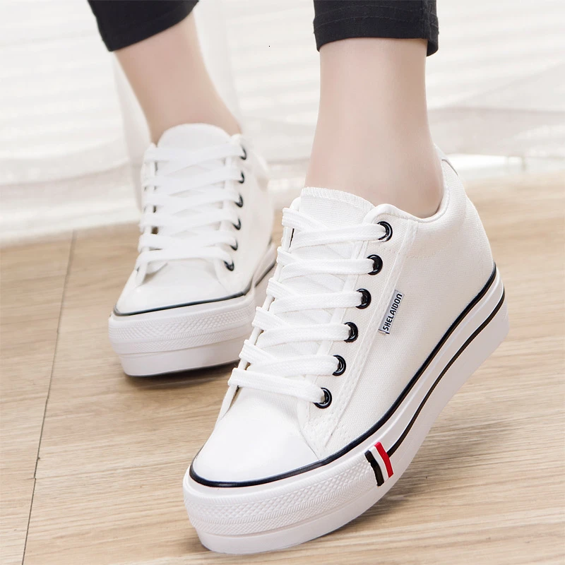 Classic Heighten Canvas Shoes Height Increasing Women Skateboard Shoes Lace-up Non-slip White Sports Platform Casual Shoes TOP 
Classic Heighten Canvas Shoes Height Increasing Women Skateboard Shoes Lace-up Non-slip White Sports Platform Casual Shoes TOP