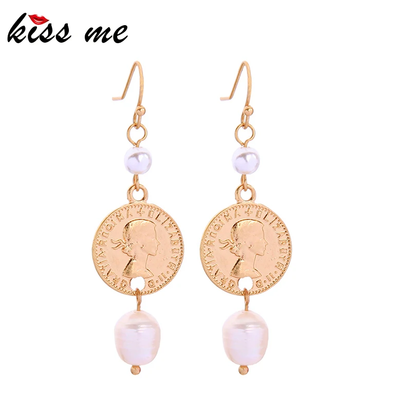 kissme Unique Vintage Gold Color Penny Coin Embossed Queen Head Cultured Pearl Drop Earrings Fashion Women Acrylic Pearl Jewelry
kissme Unique Vintage Gold Color Penny Coin Embossed Queen Head Cultured Pearl Drop Earrings Fashion Women Acrylic Pearl Jewelry