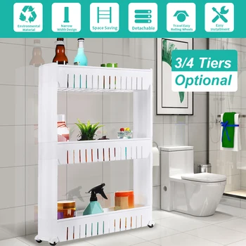 3/4 Tier Multipurpose Kitchen Storage Rack Fridge Side Shelf Plastic Removable With Four Wheels Bathroom Organizer Shelf Holder
3/4 Tier Multipurpose Kitchen Storage Rack Fridge Side Shelf Plastic Removable With Four Wheels Bathroom Organizer Shelf Holder