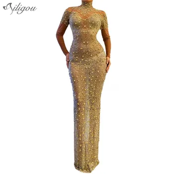 Ailigou Sexy Golden Print Long Dress High Stretch Spandex Rhinestone Crystal Party Ladies Nightclub Dance Shiny Skinny Dress
Ailigou Sexy Golden Print Long Dress High Stretch Spandex Rhinestone Crystal Party Ladies Nightclub Dance Shiny Skinny Dress