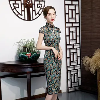 Female Print Oversize 4XL Short Sleeve Cheongsam Vintage Satin Mandarin Collar Qipao Summer High Split Chinese Dress Vestidos
Female Print Oversize 4XL Short Sleeve Cheongsam Vintage Satin Mandarin Collar Qipao Summer High Split Chinese Dress Vestidos