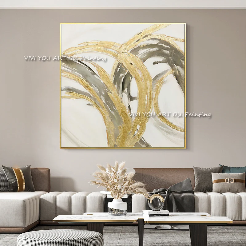 Large size abstract 100% hand-painted gold foil oil painting for living room bedroom dining room decorative mural painting
Large size abstract 100% hand-painted gold foil oil painting for living room bedroom dining room decorative mural painting