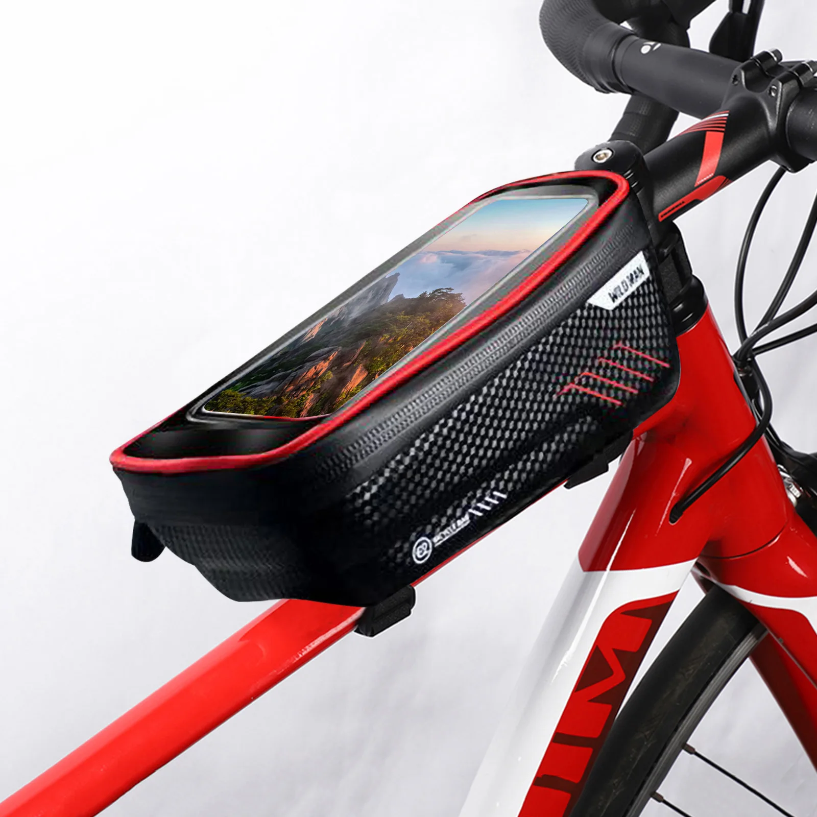 WILD MAN Bicycle Bag Rainproof MTB Bike Front Beam Touchscreen Phone Bag 6.5Inch Cycling Top Tube Handlebar Bag Bike Accessories