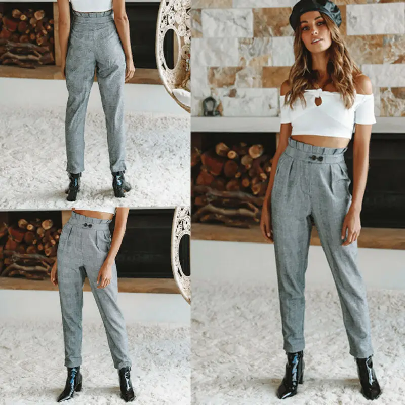 Women Fashion Casual Long Pants Plaid Pencil Office Ladies Fashion Button Trousers Stretch Slim High Waist
Women Fashion Casual Long Pants Plaid Pencil Office Ladies Fashion Button Trousers Stretch Slim High Waist