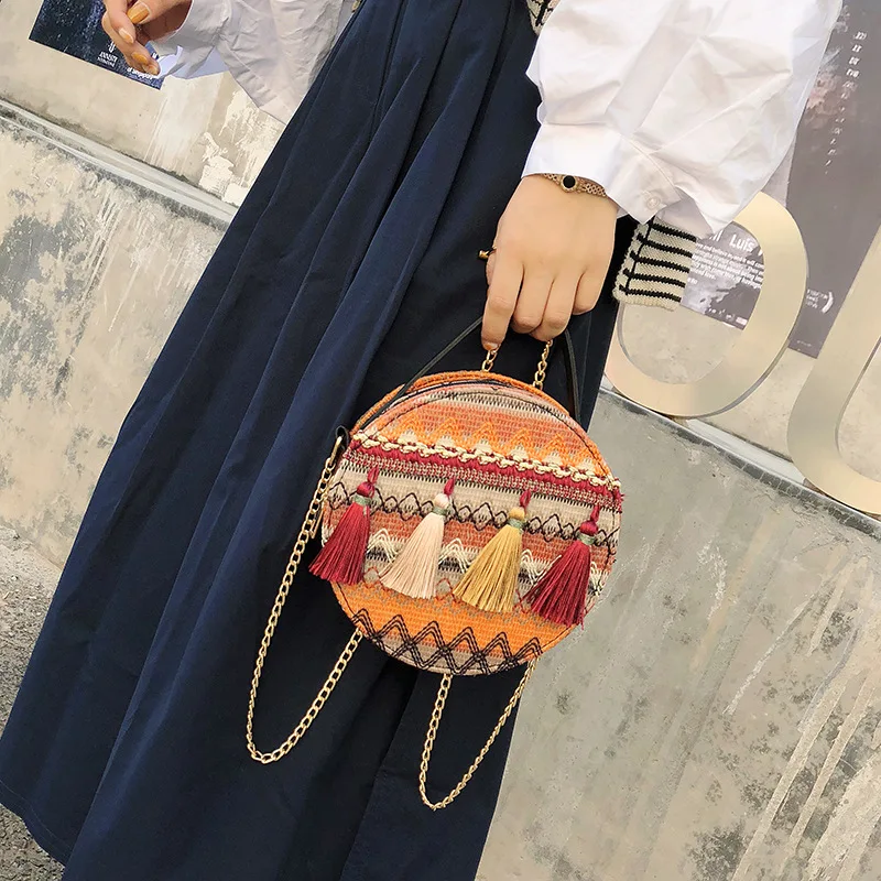 Small round Bag Women's 2019 New Style Fashion Versatile Ethnic-Style Retro Tassels Straw Shoulder Bag INS Super Fire Bag with C
Small round Bag Women's 2019 New Style Fashion Versatile Ethnic-Style Retro Tassels Straw Shoulder Bag INS Super Fire Bag with C