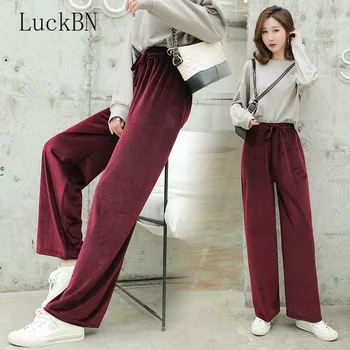 Loose Gold Velvet Elastic Waist Solid Color Wide Leg Pants Women Black Casual Autumn Pants High Waist Drawstring Trousers Female
Loose Gold Velvet Elastic Waist Solid Color Wide Leg Pants Women Black Casual Autumn Pants High Waist Drawstring Trousers Female