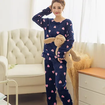 Print Heart Female Casual Warm Homewear Home Clothing Soft Pyjamas Suit Sleep Set Navy Blue Flannel Sleepwear Pajamas Set
Print Heart Female Casual Warm Homewear Home Clothing Soft Pyjamas Suit Sleep Set Navy Blue Flannel Sleepwear Pajamas Set
