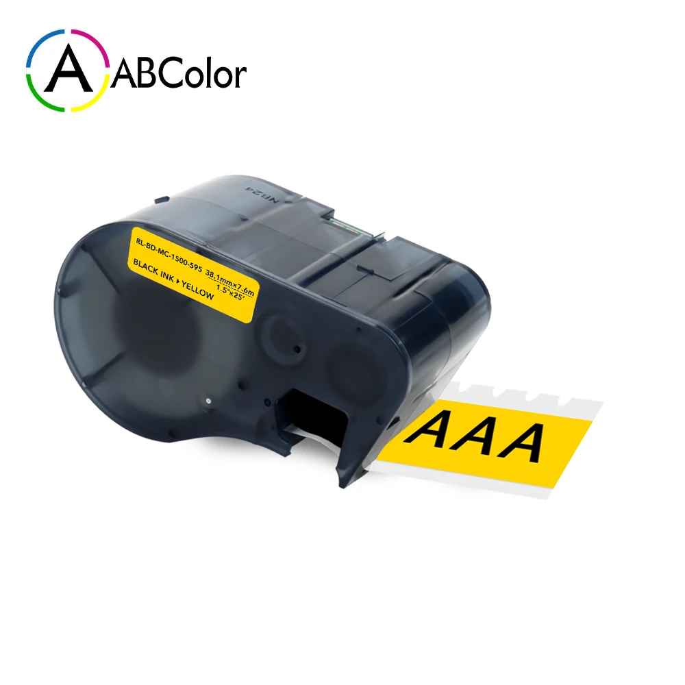 

MC-1500-595 Labels Black on Yellow Label Tape 38.1mm Wire & Cable Labeling For Brady BMP-41 BMP-51 BMP-53 Handheld Label Printer