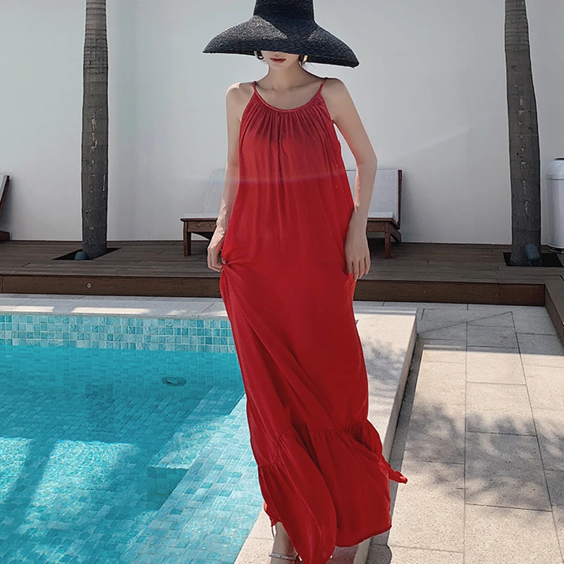Patchwork Ruffle Maxi Dresses O Neck Sleeveless Spaghetti Strap High Waist Female Vintage Loose Women Dress Fashion
Patchwork Ruffle Maxi Dresses O Neck Sleeveless Spaghetti Strap High Waist Female Vintage Loose Women Dress Fashion