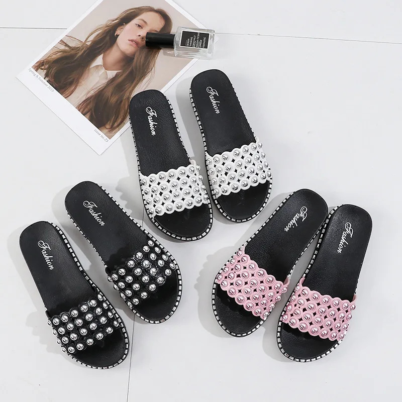 Fashion String-Bead Slippers Women Summer Hollow Rivet Open Toe Sandals Ladies Platform Flats Shoes Flip Flops Outside Slides
Fashion String-Bead Slippers Women Summer Hollow Rivet Open Toe Sandals Ladies Platform Flats Shoes Flip Flops Outside Slides