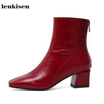 Lenkisen genuine leather square toe classic basic high heels back Zipper solid office lady keep warm winter women ankle bootsL29
Lenkisen genuine leather square toe classic basic high heels back Zipper solid office lady keep warm winter women ankle bootsL29