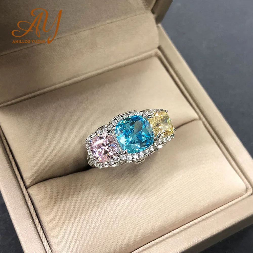 Женские сверкающие кольца с бриллиантами Anillos Yuzuk, серебро 100% пробы с розовым, синим, желтым бриллиантом из высокоуглеродистого серебра 925 про
Женские сверкающие кольца с бриллиантами Anillos Yuzuk, серебро 100% пробы с розовым, синим, желтым бриллиантом из высокоуглеродистого серебра 925 про
