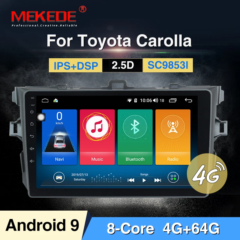 Фото MEKEDE 4G + 64G Android 9 0 для Toyota Corolla 2007 2008 2009 2010 2011 Автомобильный Радио Мультимедиа Видео