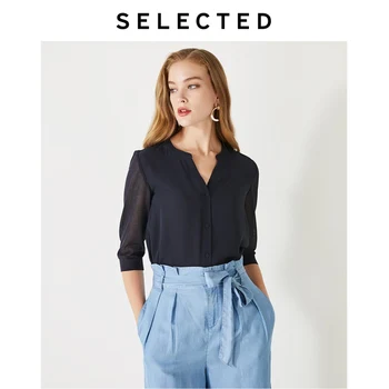 SELECTED V-neckline Knitted Elbow Sleeves Splice Buckled Shirt SIG|419305512
SELECTED V-neckline Knitted Elbow Sleeves Splice Buckled Shirt SIG|419305512