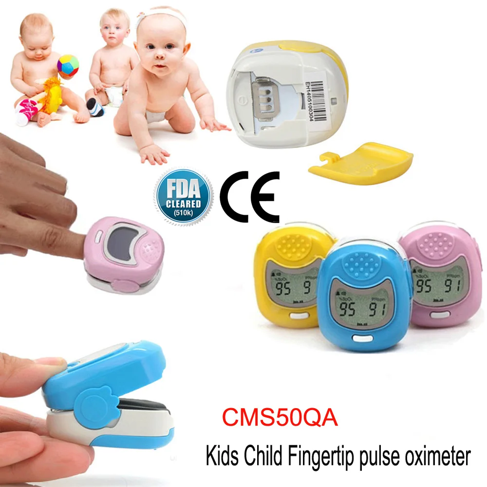 

CMS50QA Pediatric Fingertip Pulse Oximeter Children Kids Spo2 Blood Oxygen Saturation Tester Machine Pulse Rate Monitor CE FDA