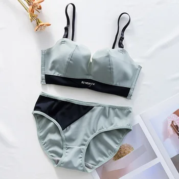 New Products Set Small Bust Sexy Bra Knicker Set Push up Push-up Joint Contrast Color Underwear Non-Steel Ring
New Products Set Small Bust Sexy Bra Knicker Set Push up Push-up Joint Contrast Color Underwear Non-Steel Ring