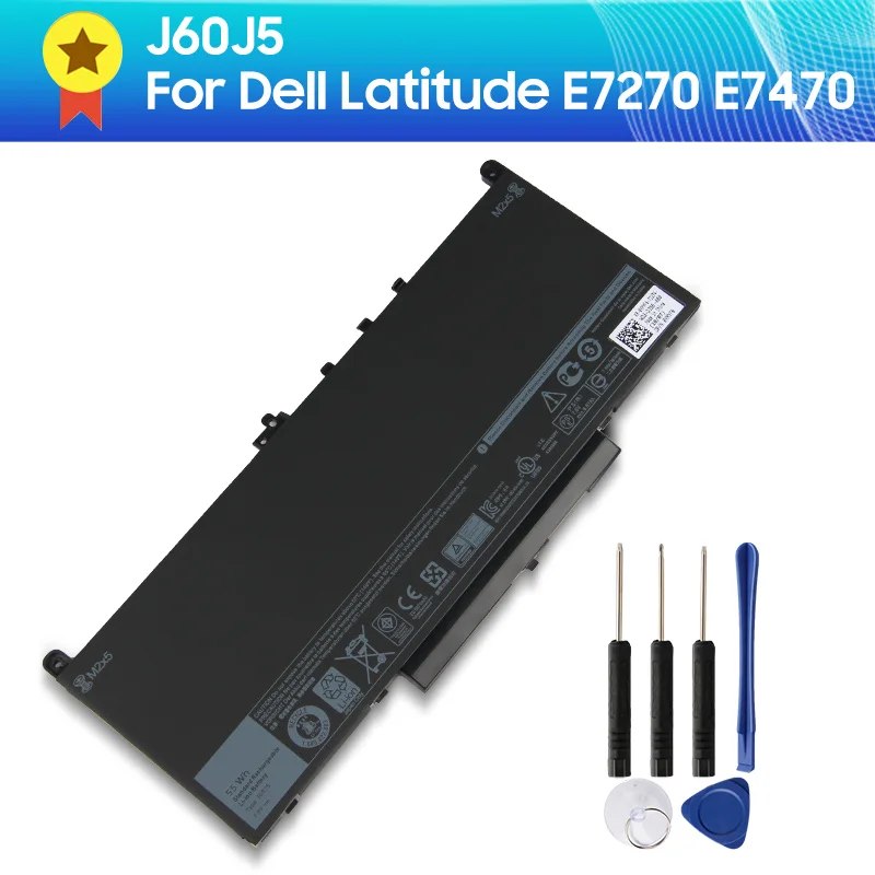 Authentic Laptop Battery J60J5 For Dell Latitude E7270 E7470 R1V85 MC34Y 0MC34Y 451-BBSX 55Wh 6874mAh Replacement Battery + Tool
Authentic Laptop Battery J60J5 For Dell Latitude E7270 E7470 R1V85 MC34Y 0MC34Y 451-BBSX 55Wh 6874mAh Replacement Battery + Tool