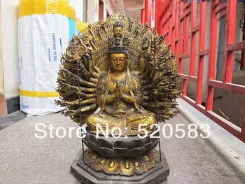 

Tibet Buddhism Bronze Gilt 1000 Arm hands Kwan-Yin Avalokiteshvara Buddha Statue
