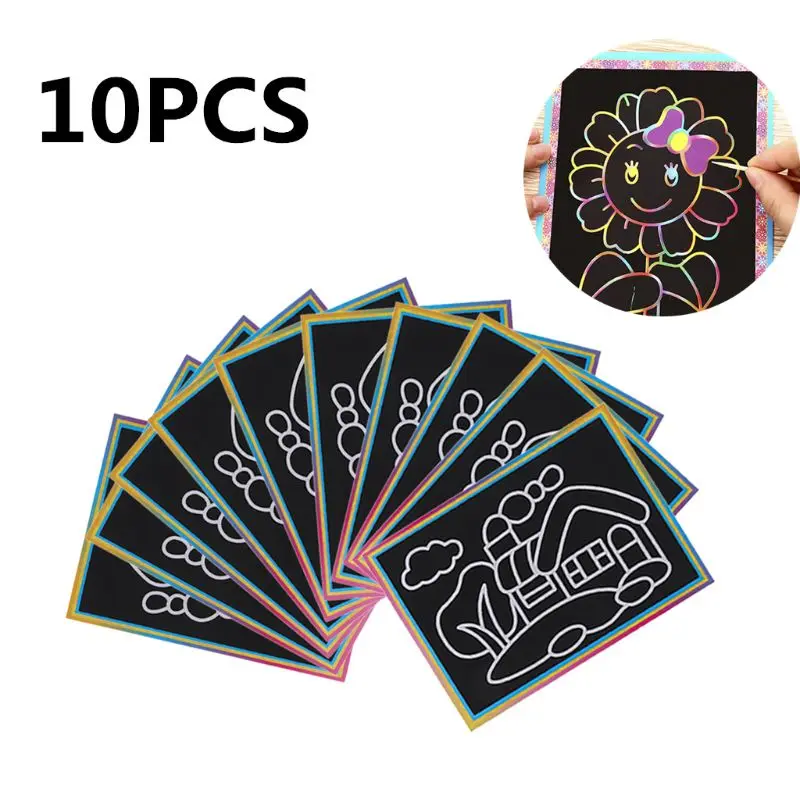10PCS Patterned Scratch Art Paper Magic Painting Paper With Drawing Stick Kids Toy Education Drawing Toys Stickers
10PCS Patterned Scratch Art Paper Magic Painting Paper With Drawing Stick Kids Toy Education Drawing Toys Stickers