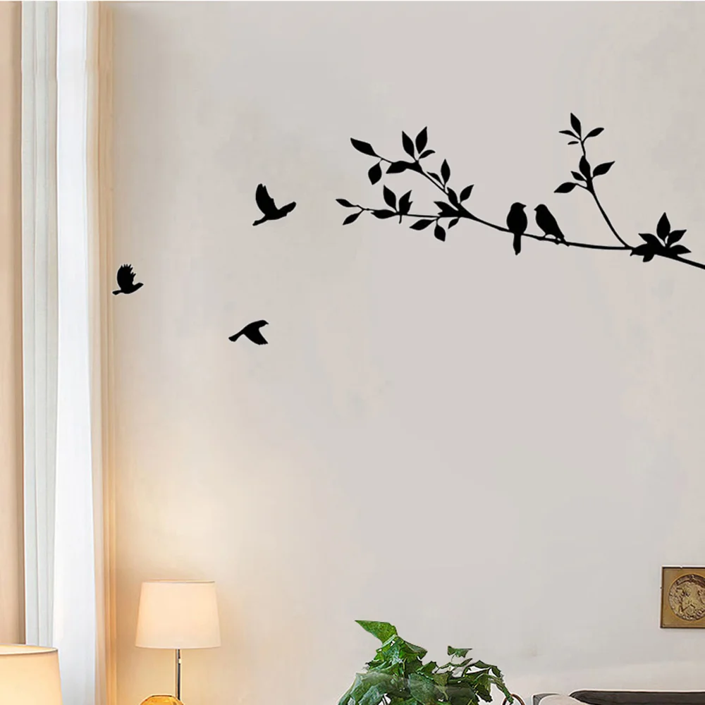 Fying ветки дерева с птицей виниловые настенные наклейки для спальни гостиной
