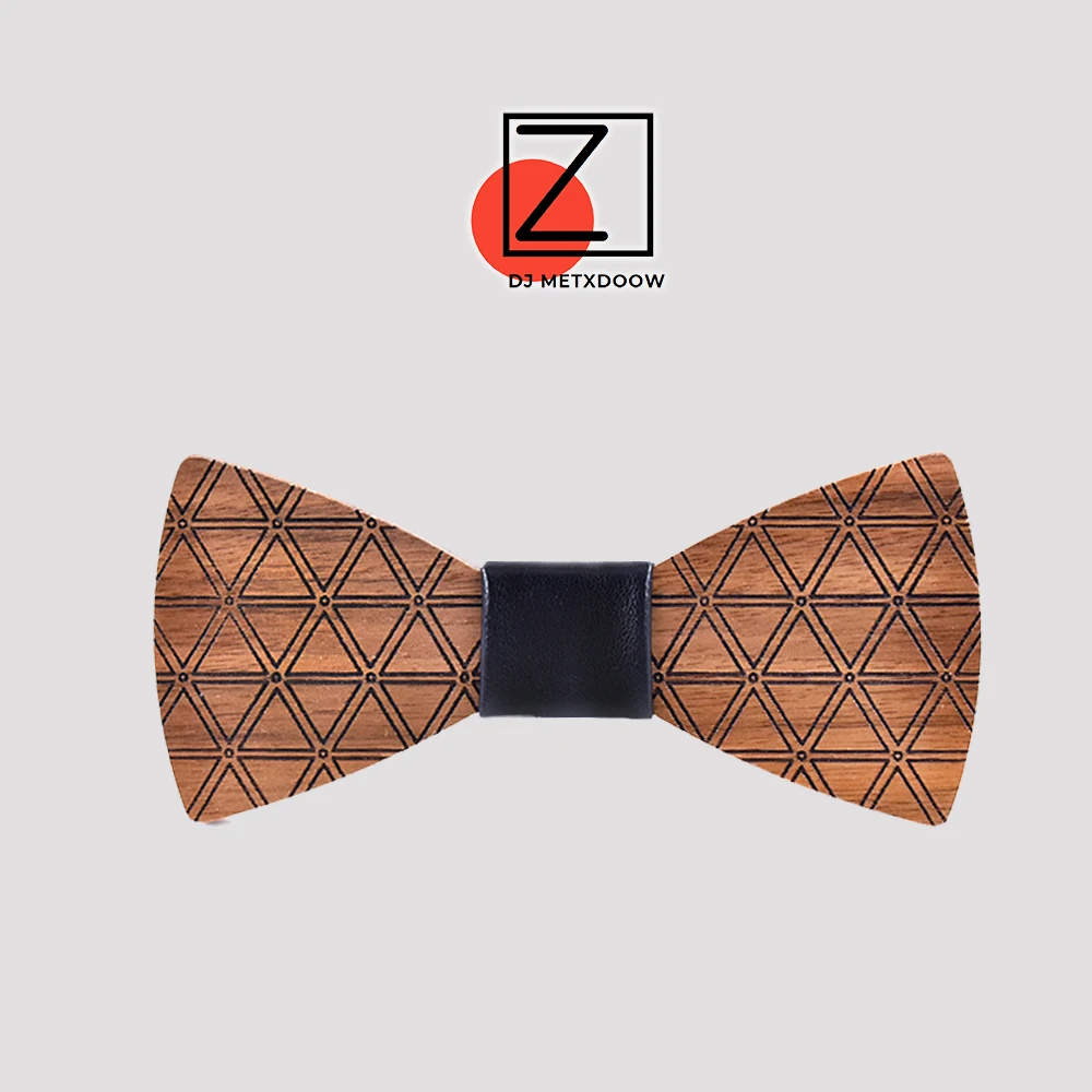 Деревянный галстук-бабочка с треугольным принтом 2017 | Аксессуары для одежды