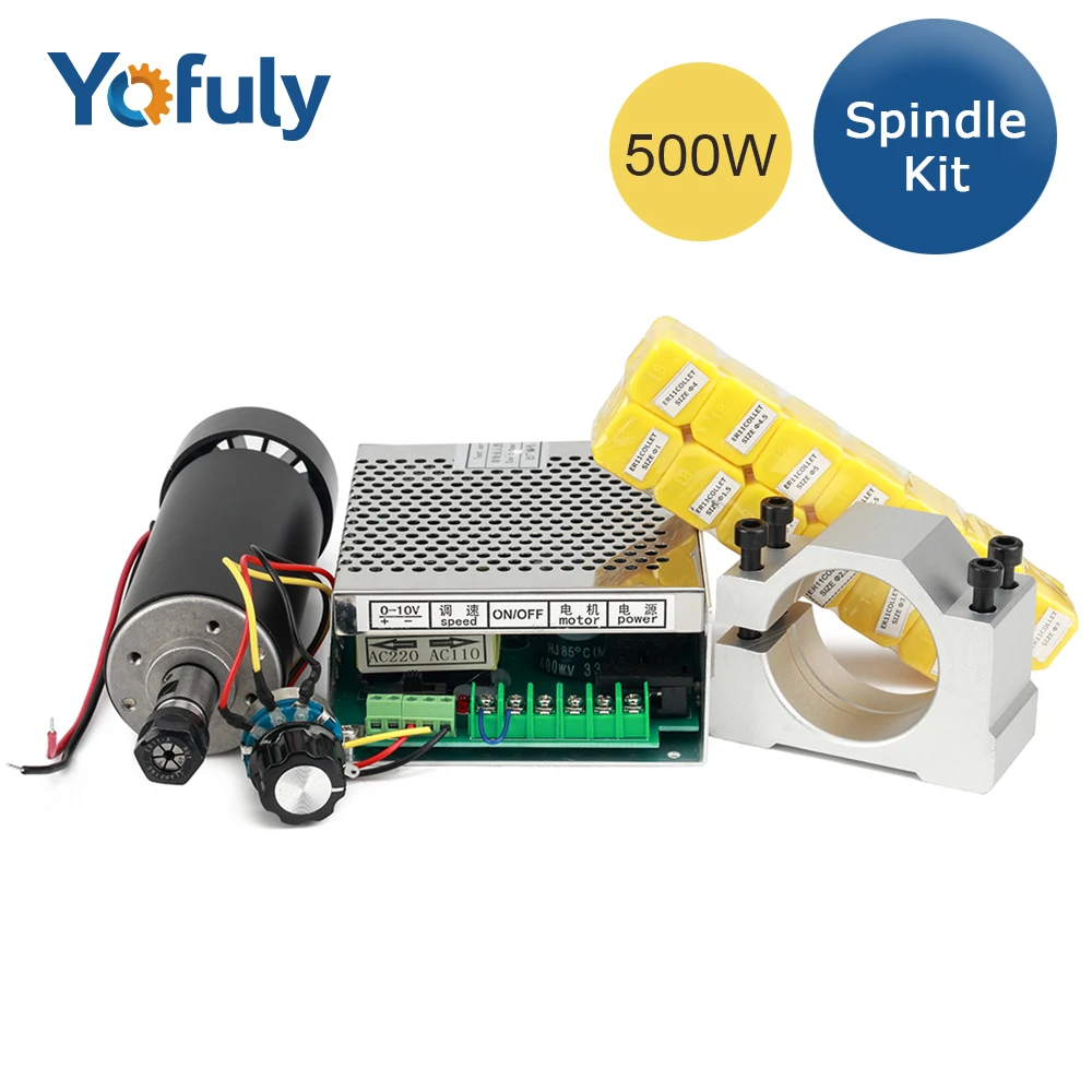 500W Air Cooled Spindle ER11 CNC Spindle Kit 500W Spindle Motor + Power Supply+ 52mm Clamps ER11 Collet Chuck For Engraving
500W Air Cooled Spindle ER11 CNC Spindle Kit 500W Spindle Motor + Power Supply+ 52mm Clamps ER11 Collet Chuck For Engraving