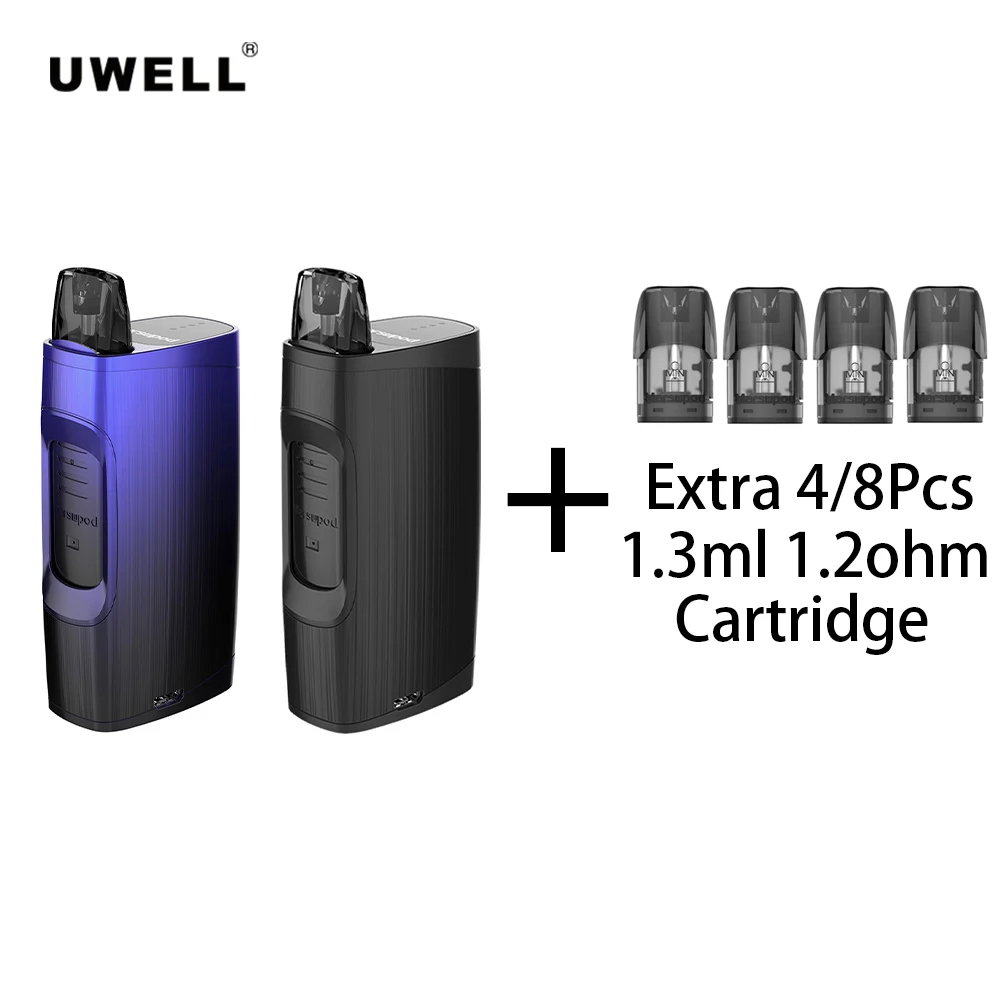 

Original Uwell MarsuPod PCC Kit With Extra 4-8pcs 1.2ohm 1.3ml Cartridge 150mah Vape Mod 1000mah Charging Battery E Cigarettes