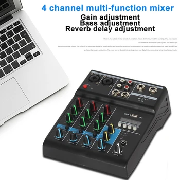 Portable Professional 4 Channel bluetooth Audio Mixer Reverberation DJ Mixer Console for Home PC Karaoke USB Stage Karaoke
Portable Professional 4 Channel bluetooth Audio Mixer Reverberation DJ Mixer Console for Home PC Karaoke USB Stage Karaoke