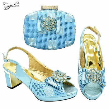 Graceful Party Set Sky Blue Sandals And Handbag Latest Shoes Matching With Purse Bag Sets 688-7 Heel Height 8CM 
Graceful Party Set Sky Blue Sandals And Handbag Latest Shoes Matching With Purse Bag Sets 688-7 Heel Height 8CM
