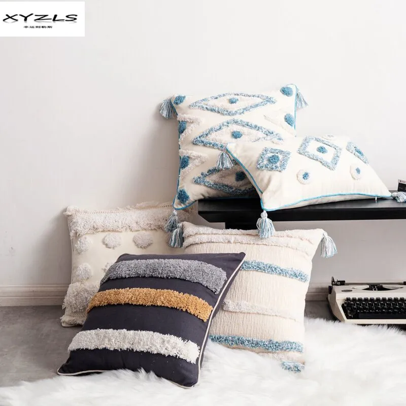 Mediterranean Style Cushion Cover Geometric Cotton Tufted Pillow Cover With Tassels Embroidered Cushion Case For Sofa Bed Car
Mediterranean Style Cushion Cover Geometric Cotton Tufted Pillow Cover With Tassels Embroidered Cushion Case For Sofa Bed Car