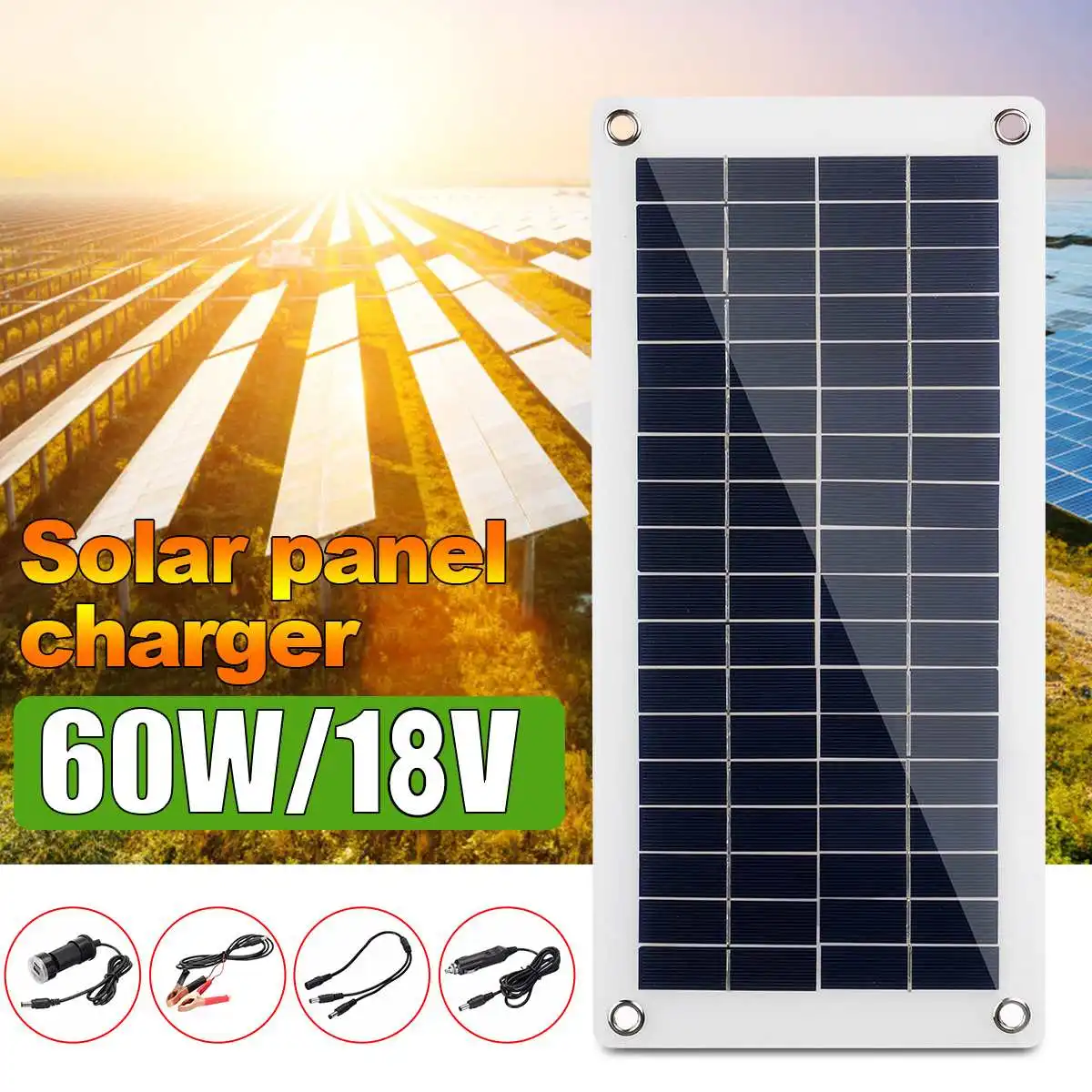 18V 60W Flexible Solar Panel 10A-30A Controller Car Charger For RV Boat LCD Display PWM Charge | Электроника