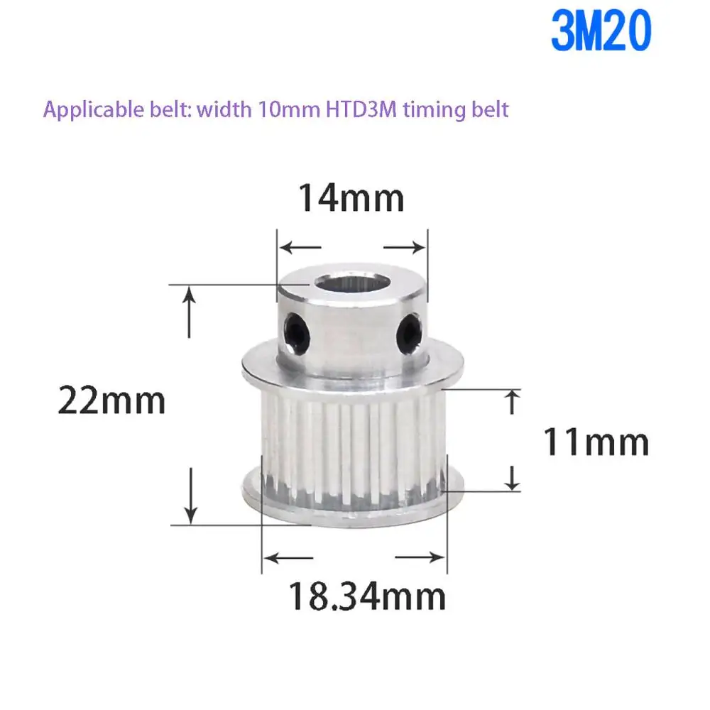 1Pcs BF-type 20 Teeth HTD3M Timing Belt Pulley Slot Width 11mm/16mm Bore 4mm-10mm For 10mm/15mm Belt CNC Machine/Step Motor
1Pcs BF-type 20 Teeth HTD3M Timing Belt Pulley Slot Width 11mm/16mm Bore 4mm-10mm For 10mm/15mm Belt CNC Machine/Step Motor