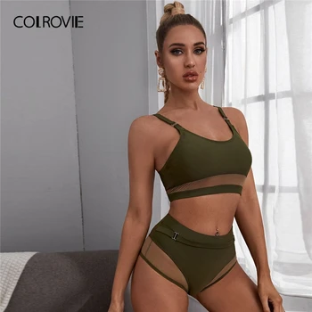 COLROVIE Army Green Contrast Mesh Adjustable Strap Bikini Swimsuit Women Wireless Bikinis Set Casual Swimsuits Beach Sexy Suit 
COLROVIE Army Green Contrast Mesh Adjustable Strap Bikini Swimsuit Women Wireless Bikinis Set Casual Swimsuits Beach Sexy Suit