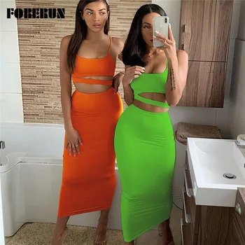 FORERUN Two Piece Set Hollow Crop Top and Long Skirt Sleeveless Spagheti Strap Women Two Piece Outfits Matching Sets Mujer
FORERUN Two Piece Set Hollow Crop Top and Long Skirt Sleeveless Spagheti Strap Women Two Piece Outfits Matching Sets Mujer